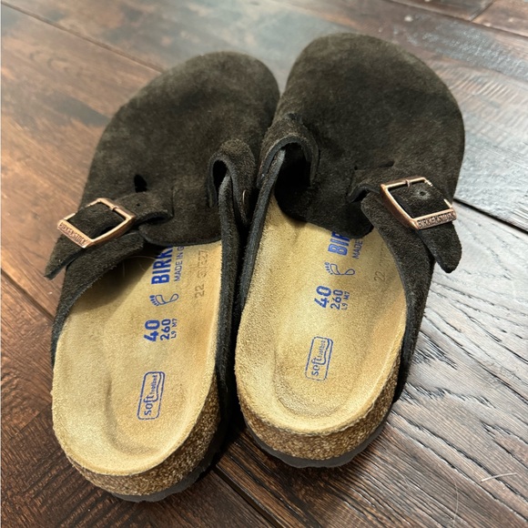 Birkenstock Suede Mocha Brown Boston Clogs Size 40 - Picture 4 of 13
